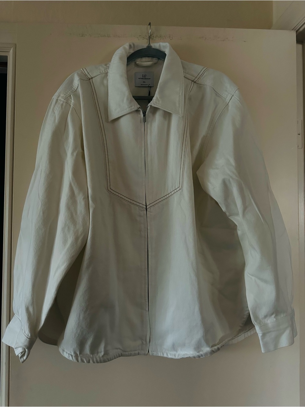 Gap x Victoria Beckham Cream Lightweight Zip Jean Shirt
